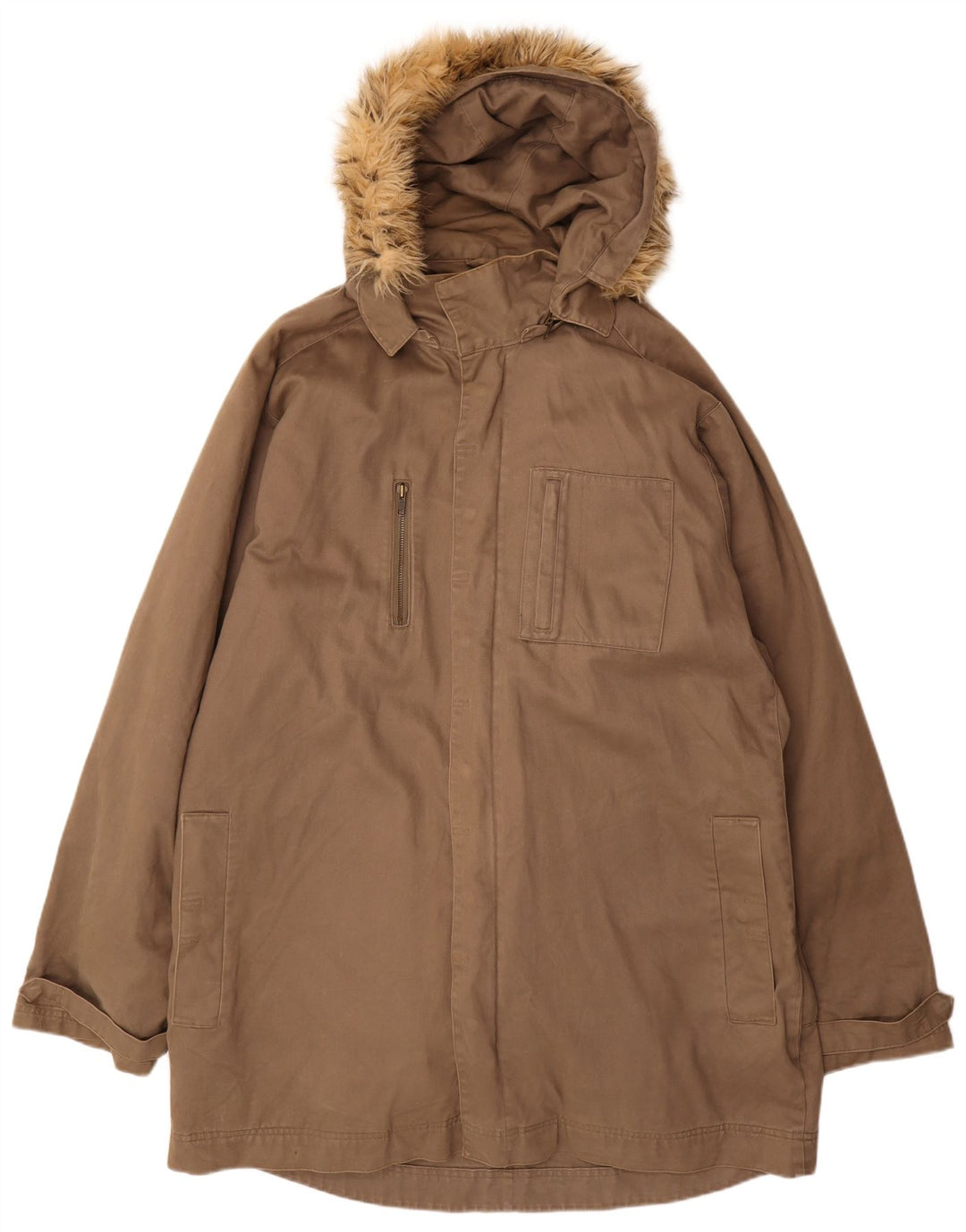 Męska kurtka parka z kapturem LEVI'S UK 42 XL, brązowa, bawełniana