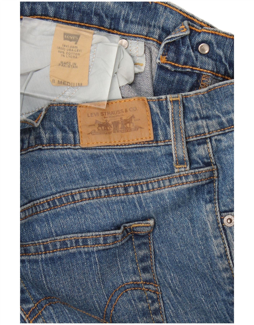 Damskie dżinsy Levi's 505 Straight US 8 Medium W32 L28 Niebieska bawełna
