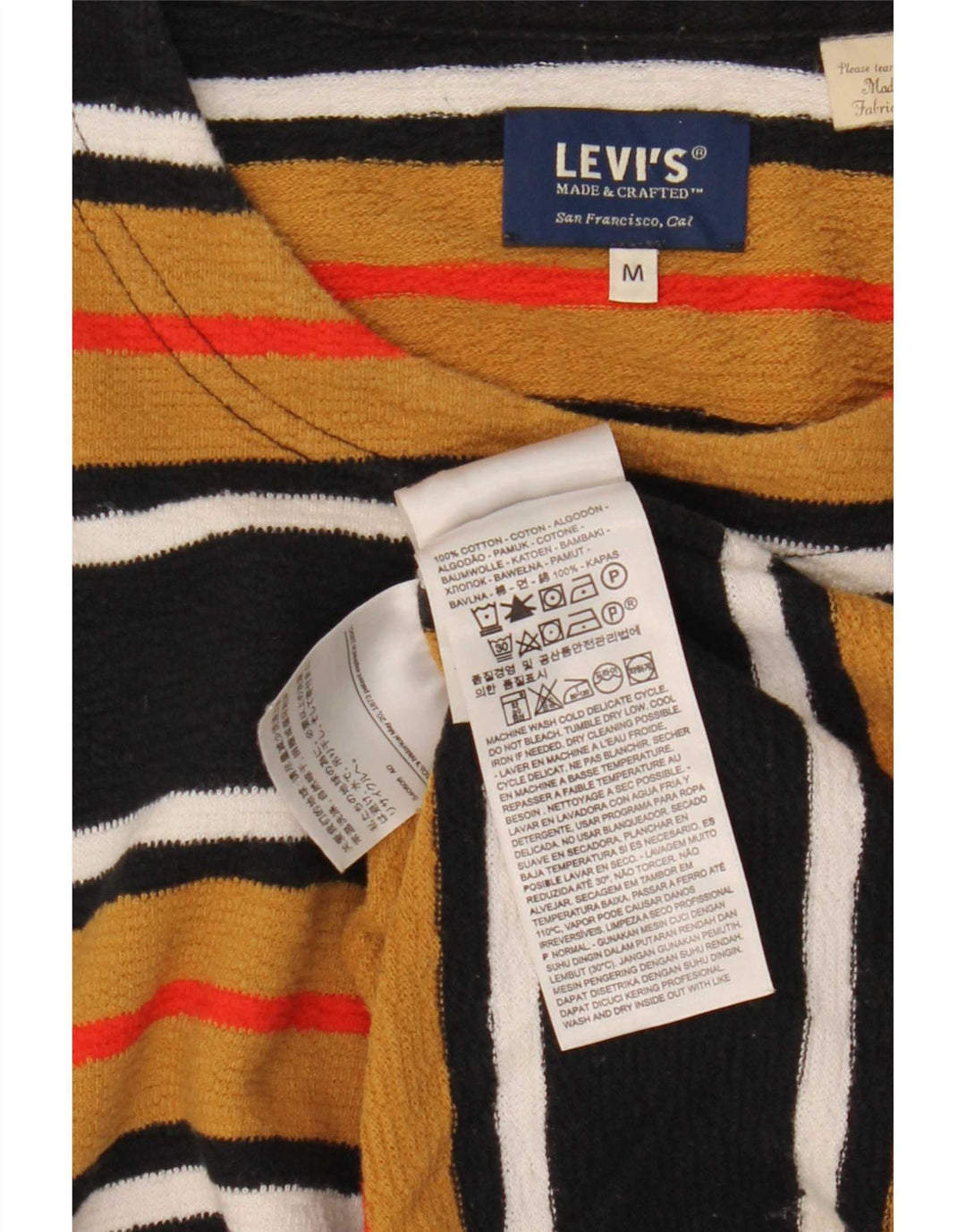 Męski top Levi's z długim rękawem, średniej wielkości, wielobarwny, bawełniany w paski