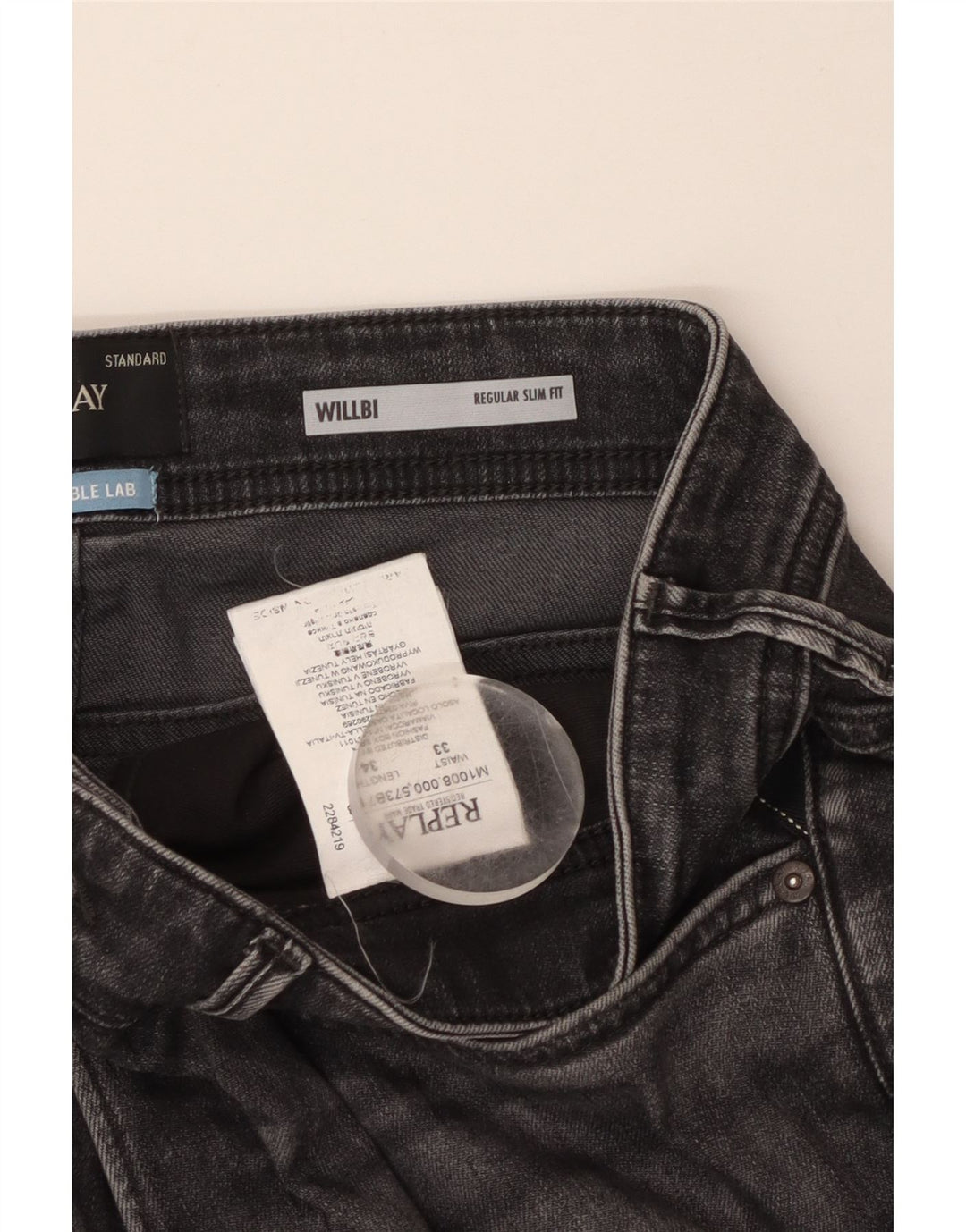 REPLAY Męskie dżinsy Willbi Regular Slim W33 L34 Szara bawełna