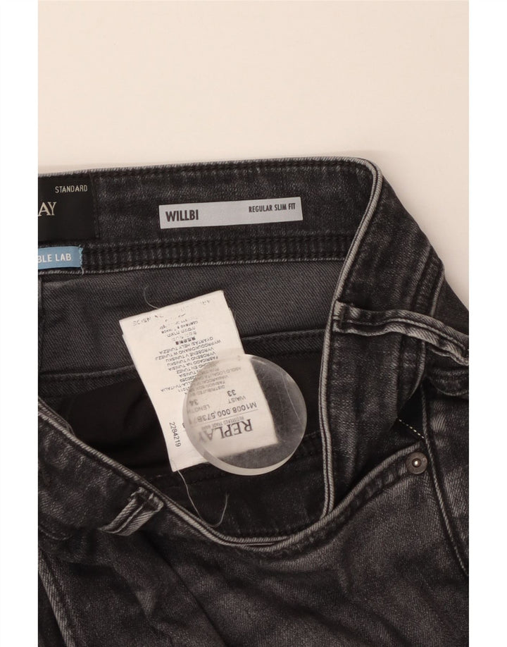 REPLAY Męskie dżinsy Willbi Regular Slim W33 L34 Szara bawełna