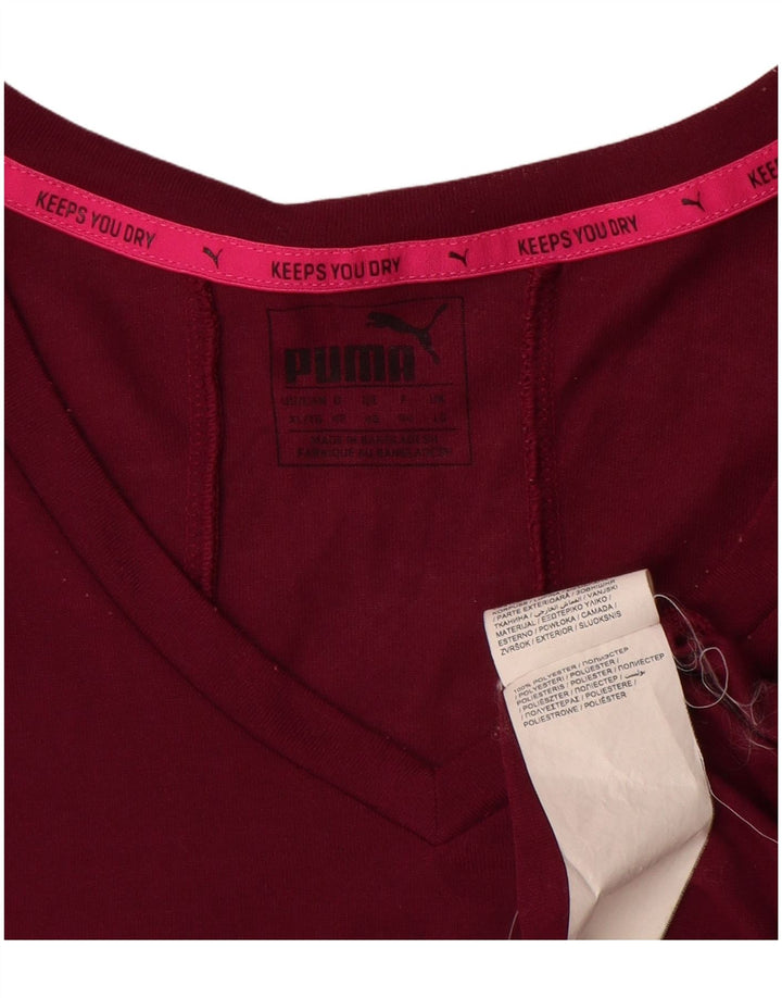 T-shirt damski Puma Top UK 16, duży, bordowy poliester
