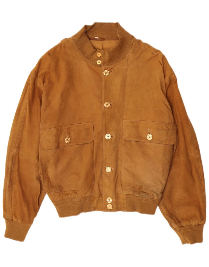 Vintage męska zamszowa kurtka bomber IT 48 średnio brązowa skóra