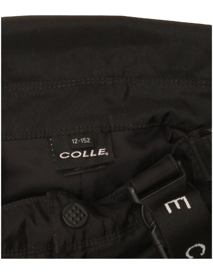 Spodnie narciarskie chłopięce COLLE z graficznymi ogrodniczkami 11-12 lat, czarne