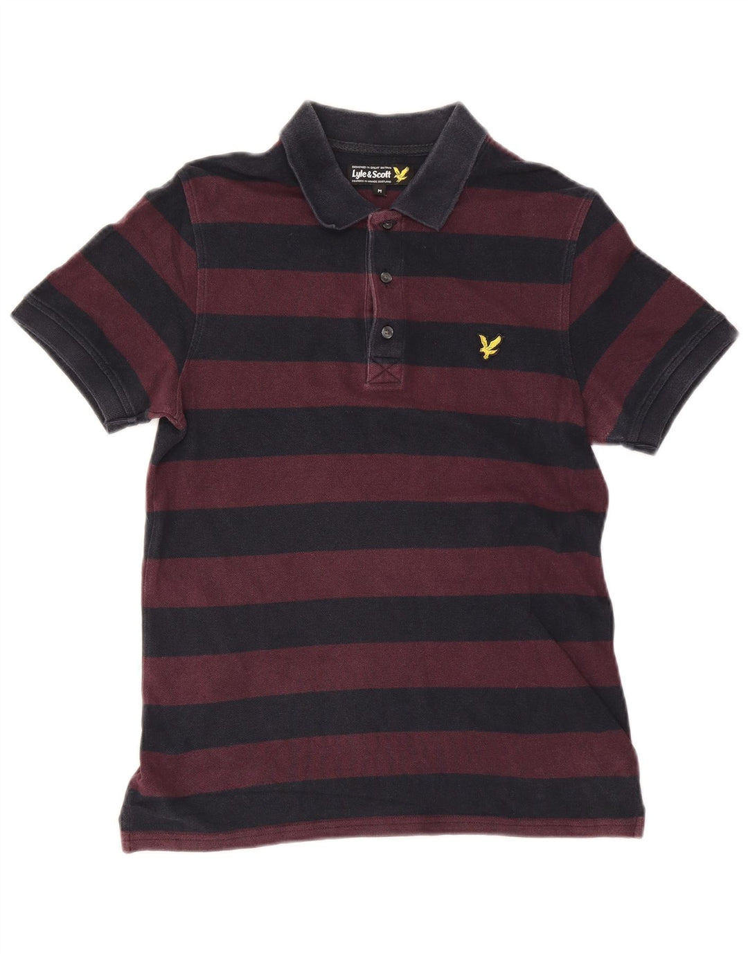 Męska koszulka polo Lyle & Scott, bawełniana w średnie fioletowe paski