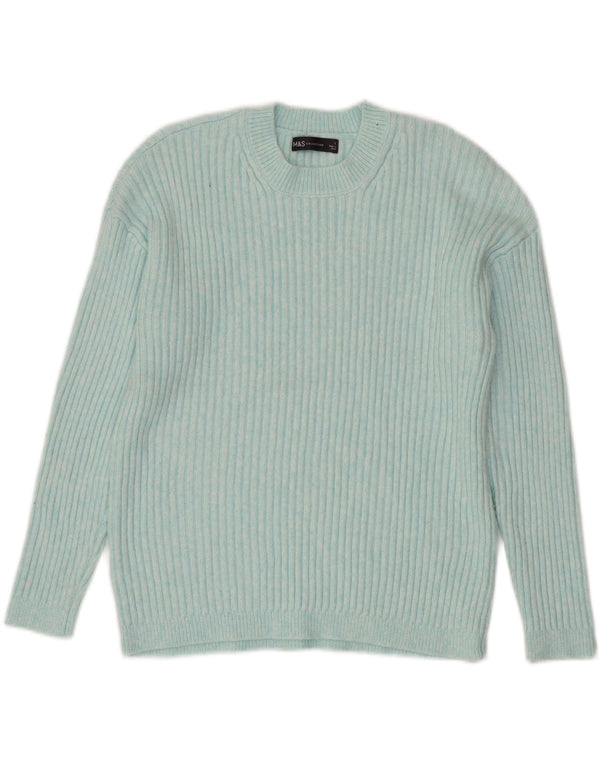 MARKS & SPENCER Damski sweter z okrągłym dekoltem, UK 16, duży, niebieski poliester