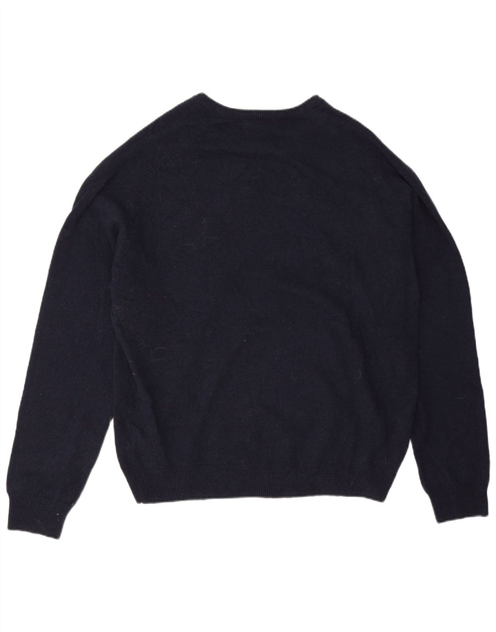 Marks & Spencer Męski sweter o regularnym kroju z dekoltem w kształcie litery V, XL, granatowo-wełniany