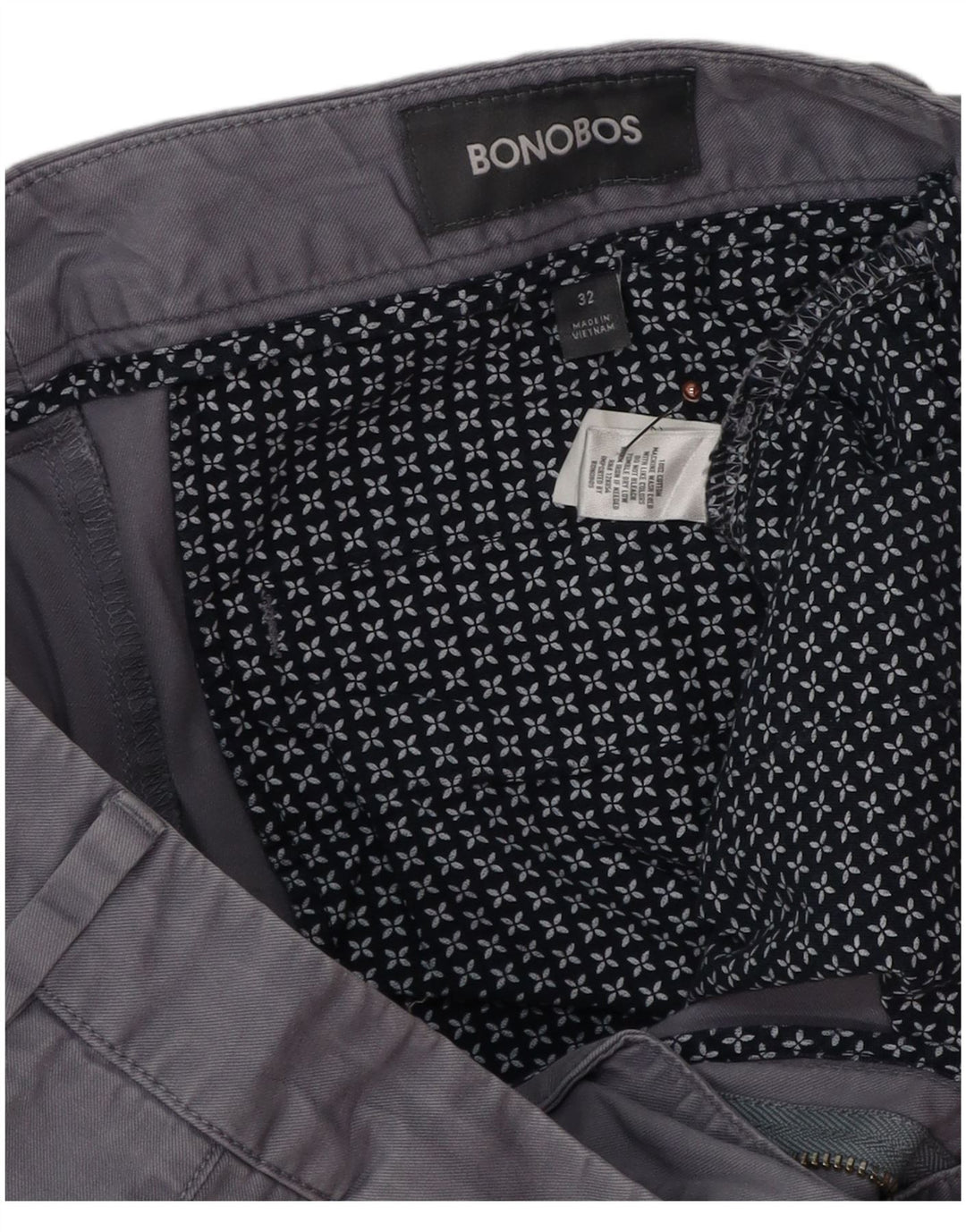 BONOBOS Męskie spodenki Chino W32 Średnioszary bawełniany