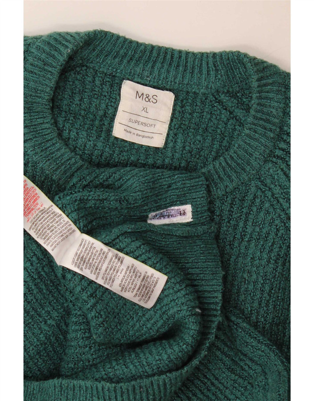 Marks & Spencer Męski sweter z okrągłym dekoltem XL, zielony poliamid