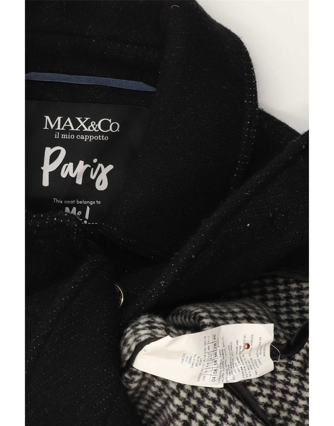 Max&Co. Płaszcz damski UK 8 Small Black Wełna