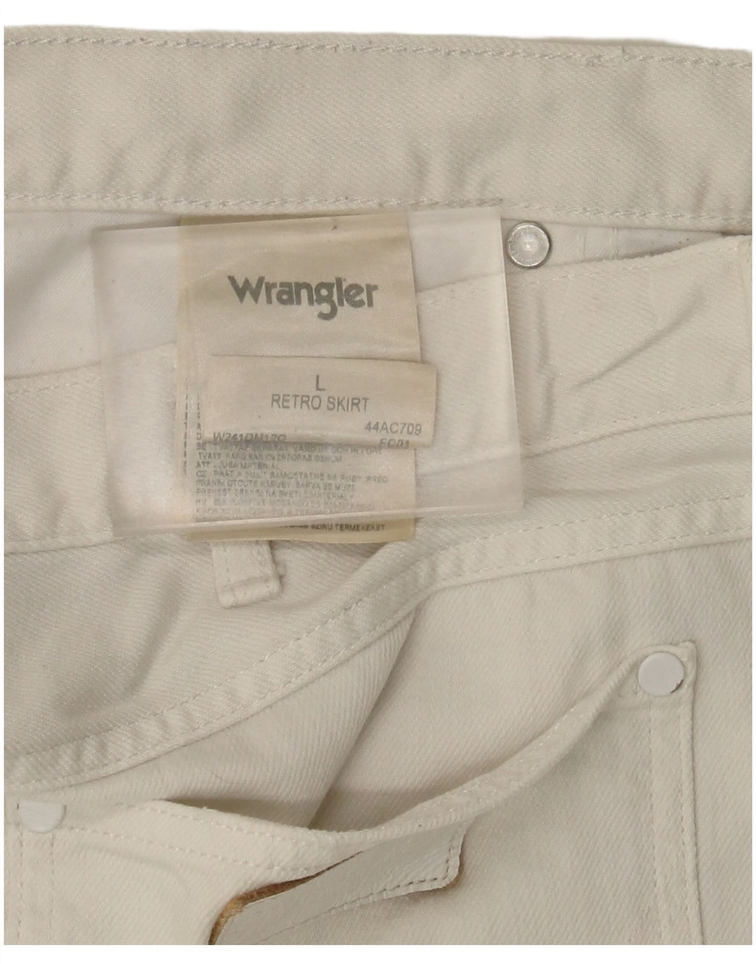 Wrangler Damska mini spódniczka dżinsowa, duża W36, biała bawełna