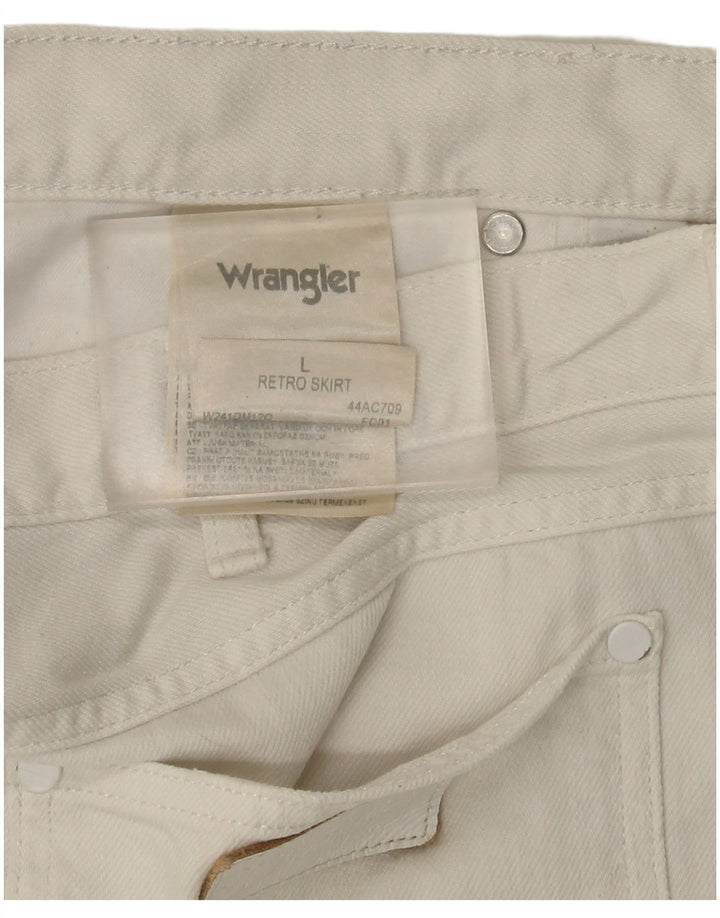 Wrangler Damska mini spódniczka dżinsowa, duża W36, biała bawełna