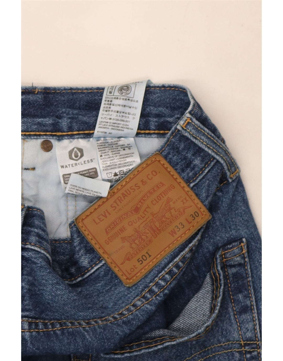 Męskie jeansy Levi's 501 Straight W33 L30 Niebieskie bawełniane