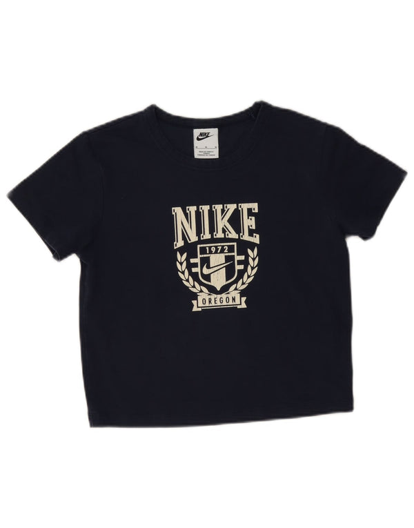 Damska koszulka Nike Crop Graphic Top UK 12 Średni granatowy, bawełniany
