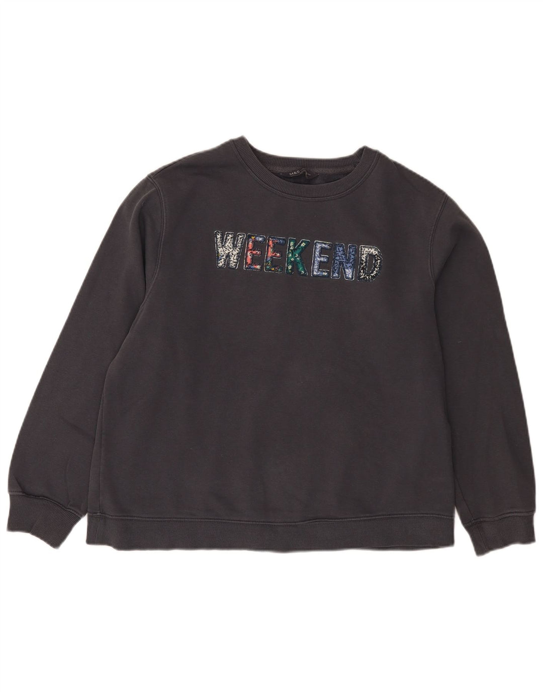 Damska bluza Marks & Spencer Weekend Graphic Jumper UK 14, duża, czarna