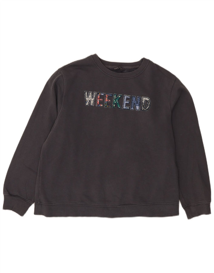 Damska bluza Marks & Spencer Weekend Graphic Jumper UK 14, duża, czarna