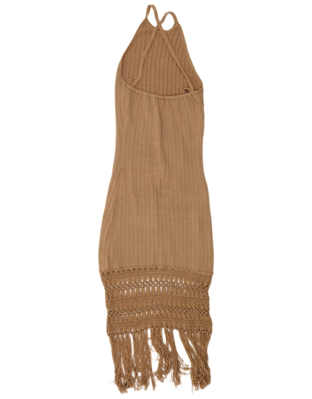 Damska dzianinowa sukienka wiązana na szyi Shein UK 14, duży, beżowy poliester