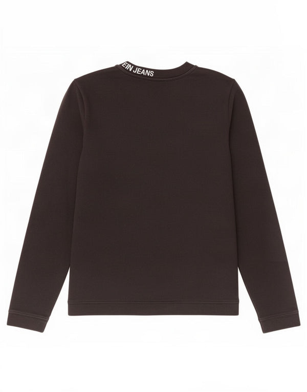 Damski top z grafiką Calvin Klein Jeans z długim rękawem, UK 10, mały, czarny, bawełniany