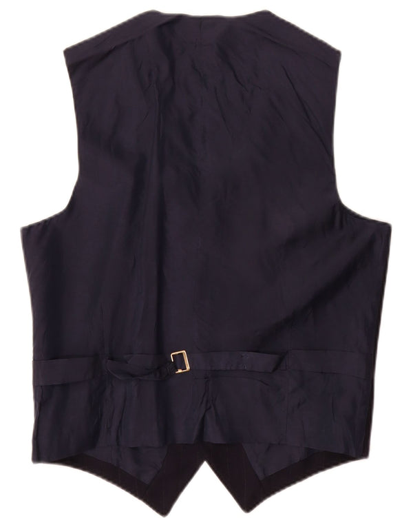 Vintage Mens Waistcoat Small Navy Blue Striped