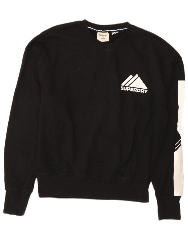 Damski sweter z grafiką Superdry UK 12, średni czarny, blok kolorów