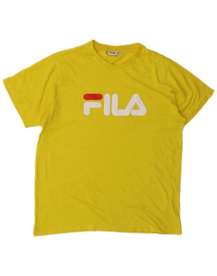 Męski T-shirt z grafiką Fila, mały, żółty, bawełniany