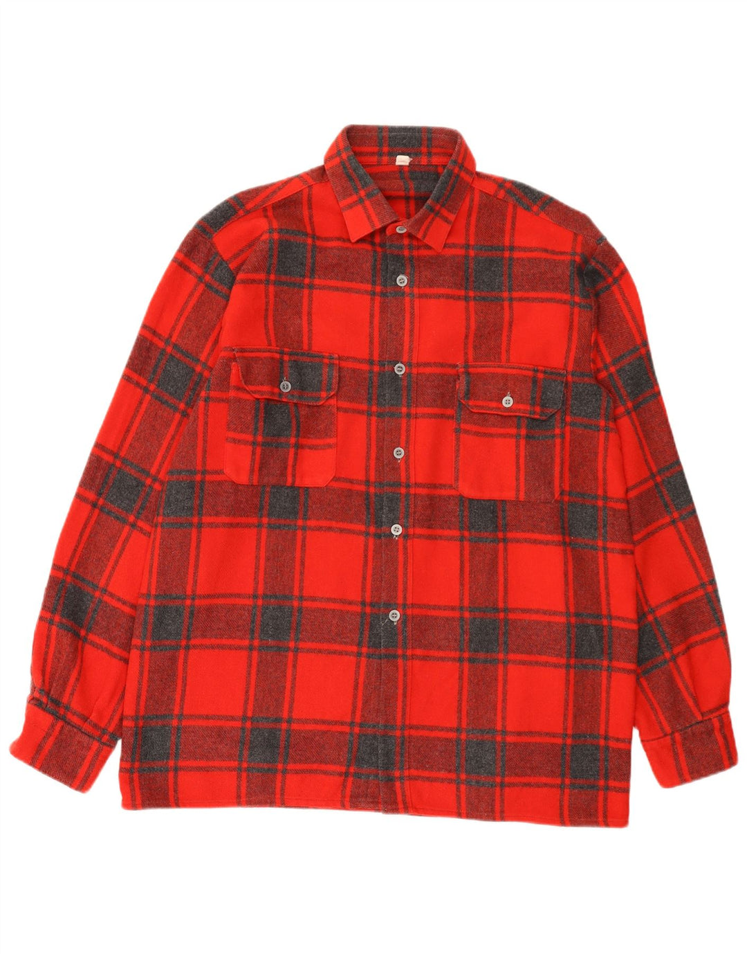 Męska koszula flanelowa w stylu vintage, rozmiar 44 XL, wełniana w czerwoną kratę