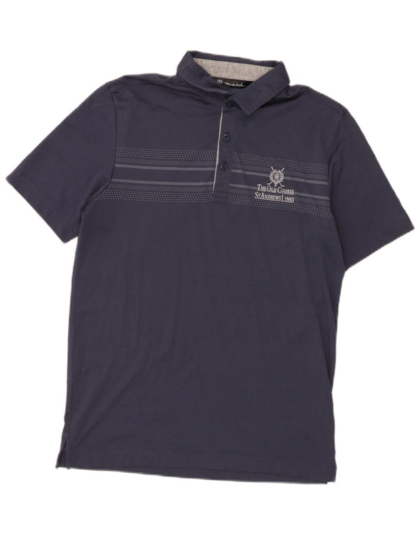 Męska koszulka polo z grafiką Travis Mathew, mała, granatowa, bawełniana
