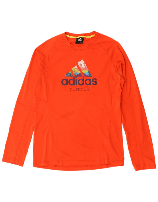 Adidas Męskie Graficzne Topy Z Długim Rękawem UK 40/42 Średni Czerwony Poliester