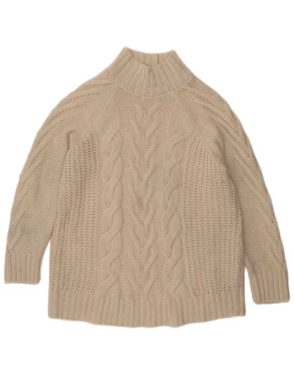 Marks & Spencer Damski sweter z golfem UK 16, duży w kolorze złamanej bieli