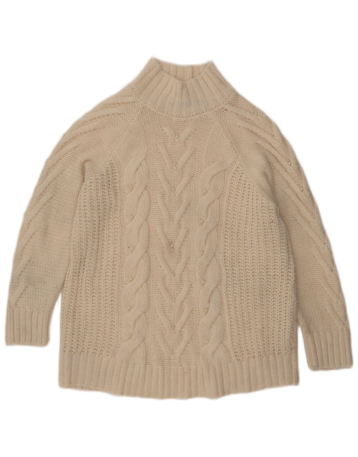 Marks & Spencer Damski sweter z golfem UK 16, duży w kolorze złamanej bieli