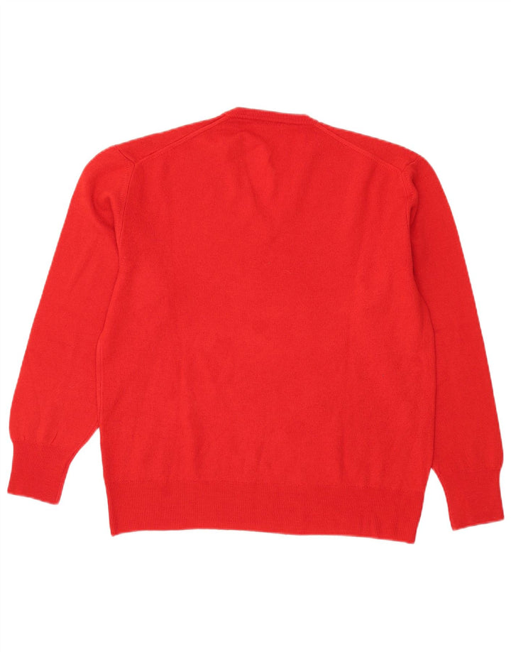 Damski sweter z dekoltem w serek Cacharel IT 48 XL Czerwona wełna
