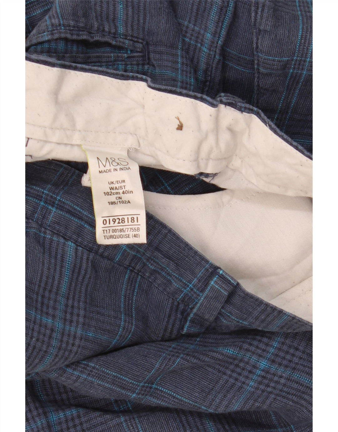 Męskie spodenki Chino MARKS & SPENCER W40 XL, lniane w granatową kratę