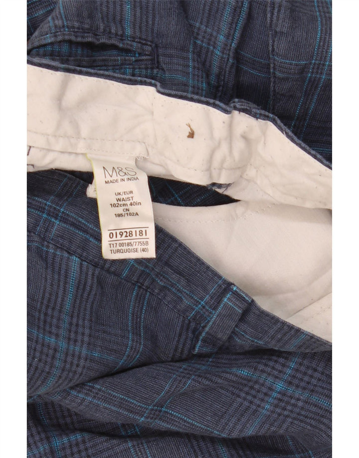 Męskie spodenki Chino MARKS & SPENCER W40 XL, lniane w granatową kratę