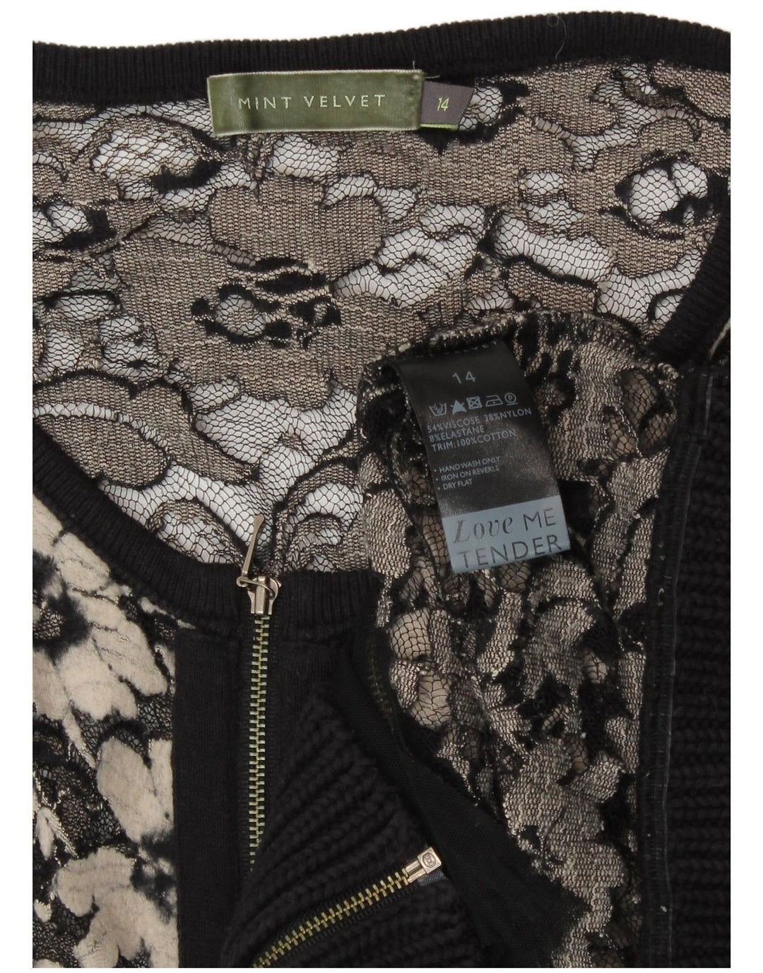 Damski prześwitujący sweterek MINT VELVET UK 14, średni czarny wiskoza