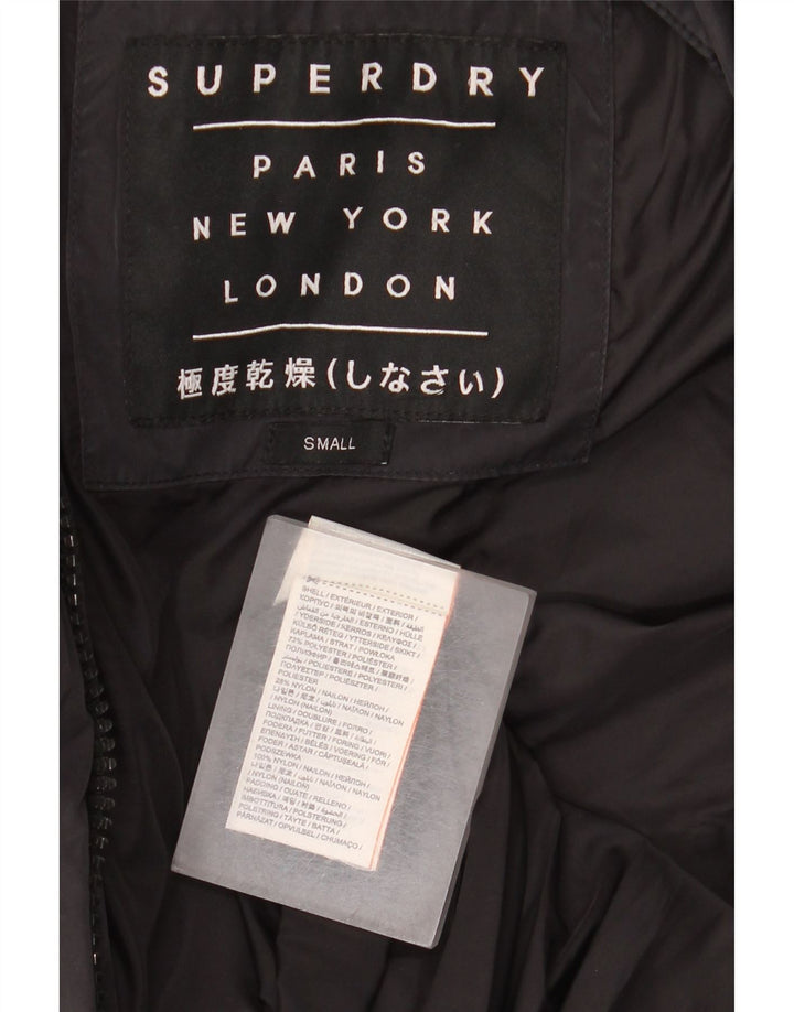 Damski płaszcz Superdry z kapturem, oversize, wyściełany UK 10, mały, szary poliester