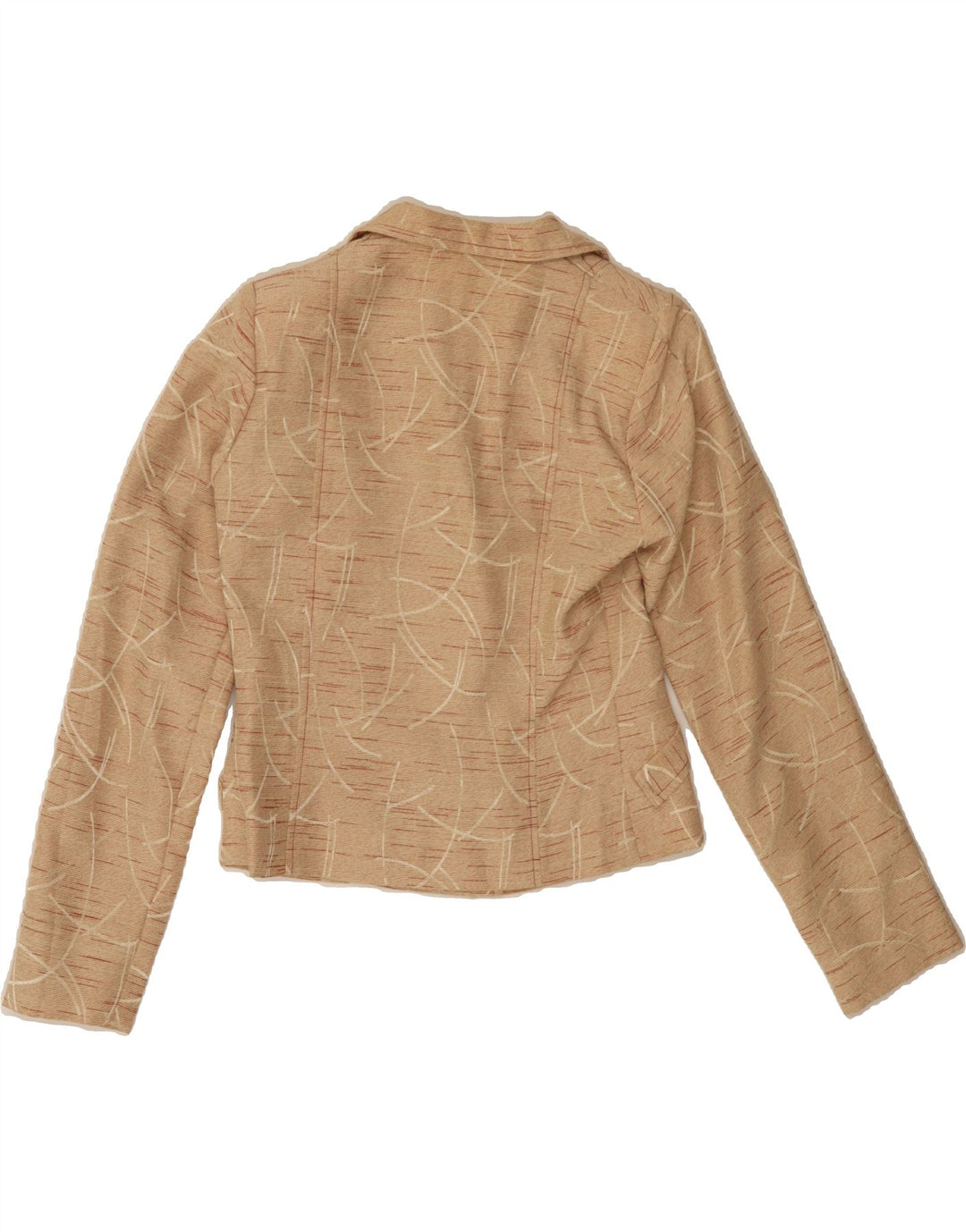 VINTAGE Womens Crop 2 Button Blazer Jacket UK 10 Small Beige Pinstripe Vintage Vintage and Second-Hand Vintage from Messina Hembry 
