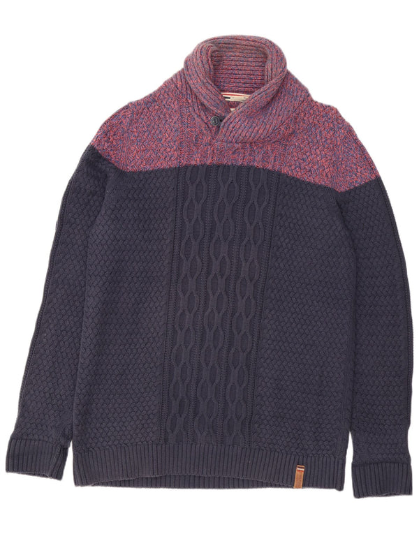 Męski sweter Tommy Hilfiger z szalowym dekoltem 2XL, granatowy, z blokami kolorów