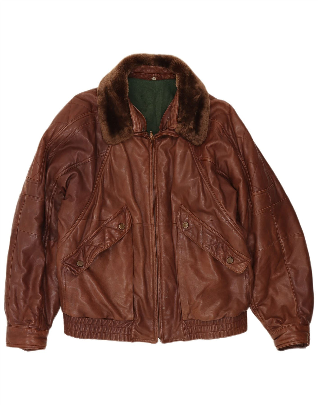 Vintage męska kurtka skórzana IT 54 2XL brązowa