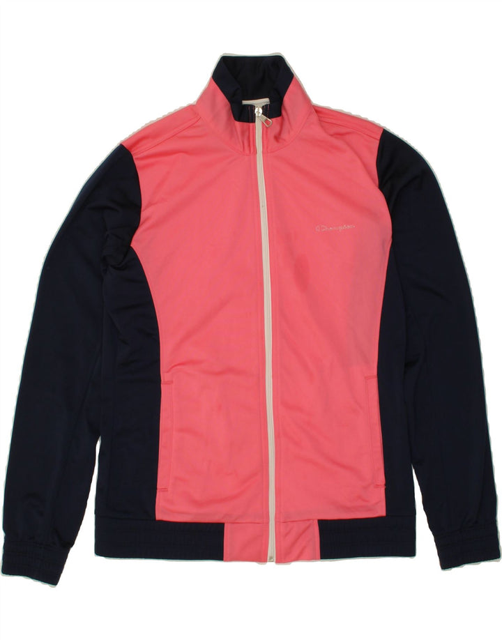 CHAMPION Womens Tracksuit Top Jacket UK 16 Large Pink Colourblock Vintage Champion and Second-Hand Champion from Messina Hembry 
