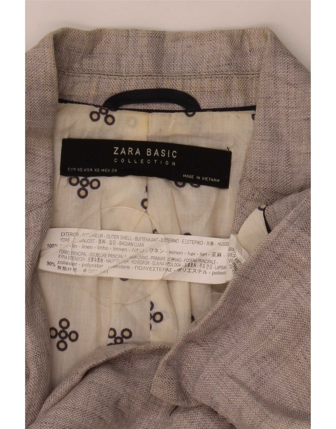 Zara damska marynarka zapinana na 1 guzik UK 6 XS, szara lniana