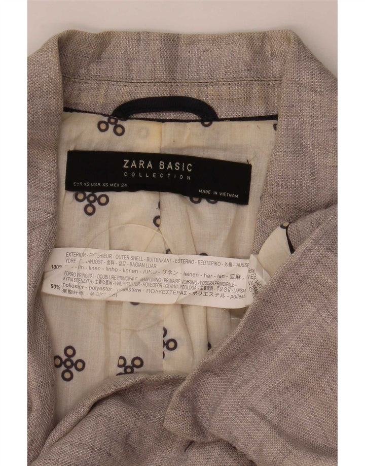 Zara damska marynarka zapinana na 1 guzik UK 6 XS, szara lniana