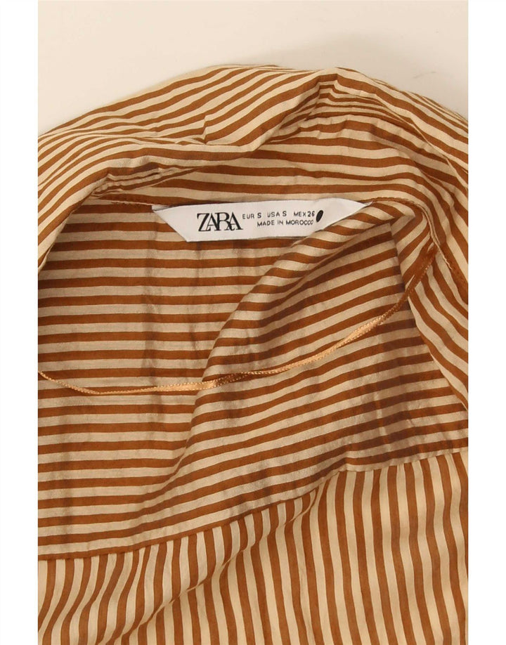 Damska sukienka oversize Zara UK 10 w małe brązowe prążki