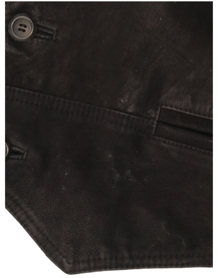 Vintage męska skórzana kamizelka duża czarna patchworkowa