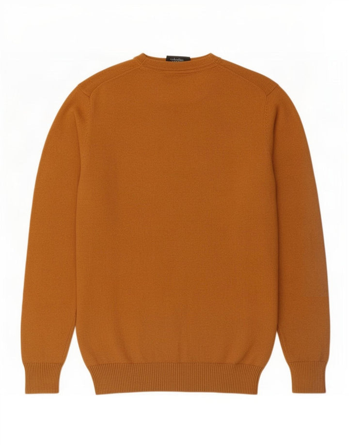 Męski sweter z okrągłym dekoltem Lyle & Scott, mały, brązowy, bawełniany