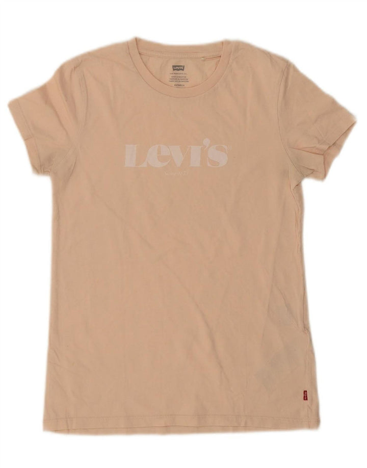 LEVI'S Mens Graphic T-Shirt Top XS Beige Cotton