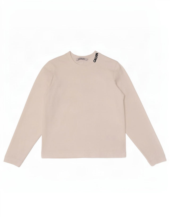 Top damski Calvin Klein Jeans z długim rękawem, UK 10, mały, biały