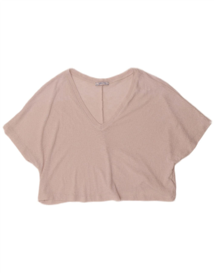 Damska bluzka oversize Zara Top UK 10, mały, różowy poliester