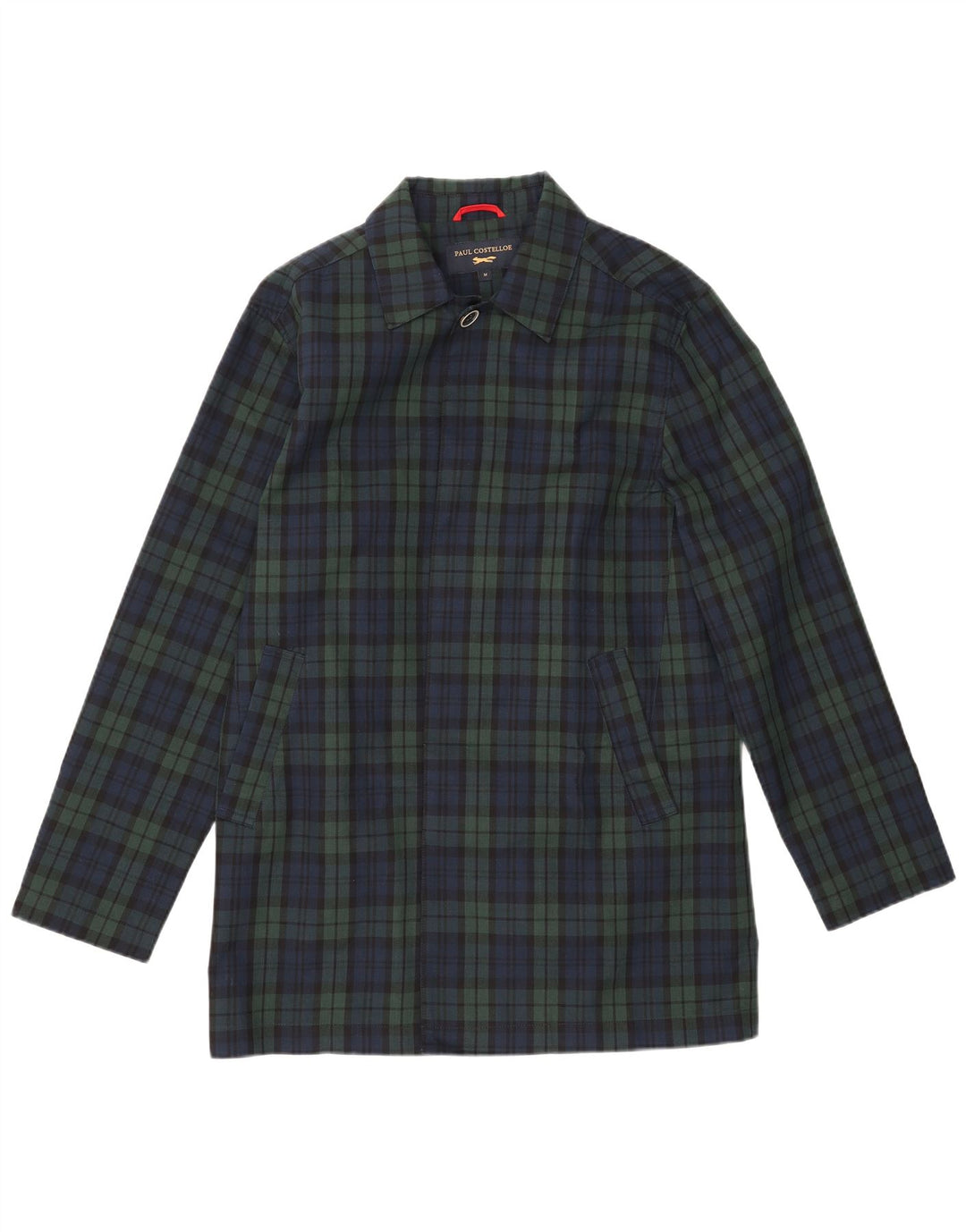 PAUL COSTELLOE Męski płaszcz UK 38, średni granatowy, poliester w kratkę