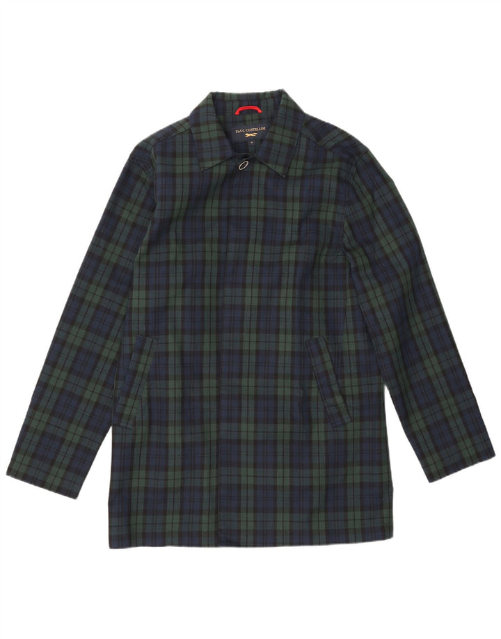 PAUL COSTELLOE Męski płaszcz UK 38, średni granatowy, poliester w kratkę