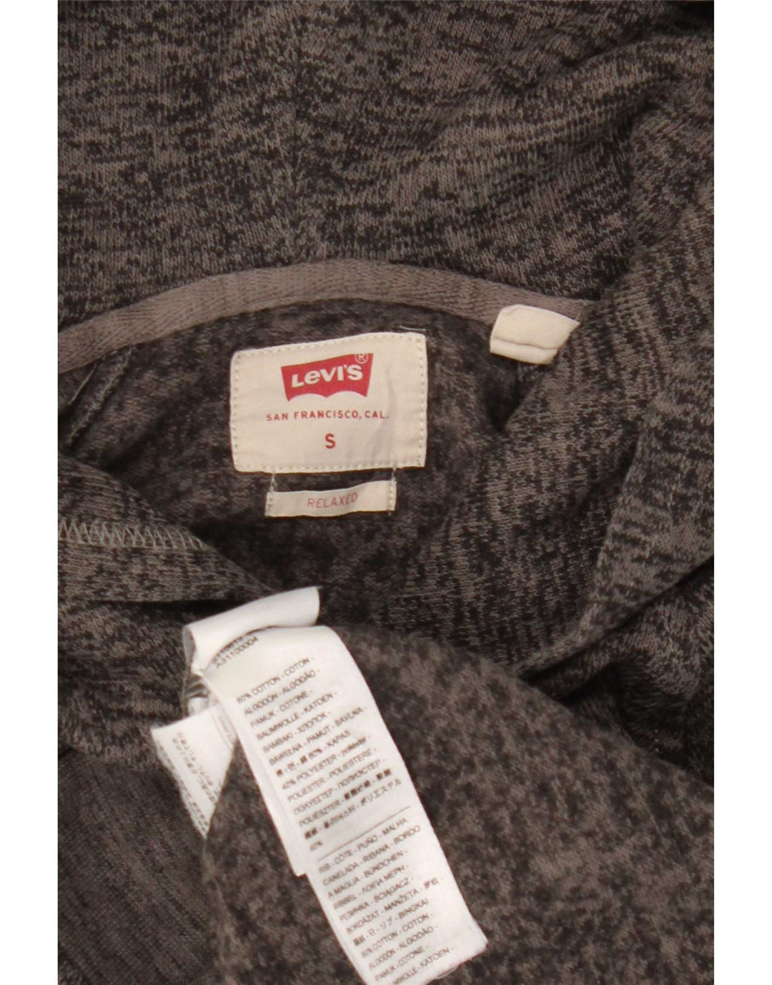 Męski sweter z kapturem Levi's, mały, szary, z plamami, bawełniany